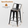 Costway Set of 4 Low Back Metal Counter Stool 24'' Seat Height Industrial Bar Stools GunBlack - 3 of 4