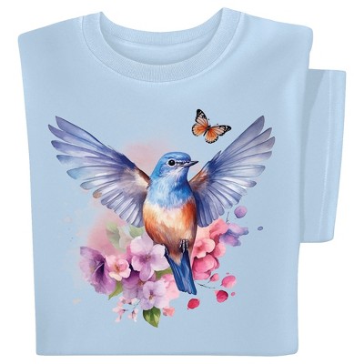 Collections Etc Bluebird Watercolor Short Sleeve Graphic T-Shirt