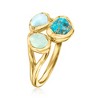 Ross-Simons Blue Chalcedony, Larimar and Turquoise Ring in 18kt Gold Over Sterling - 3 of 4
