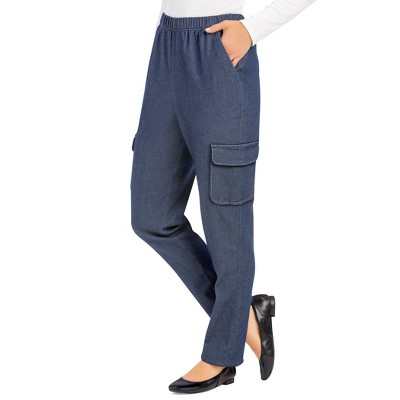 Collections Etc Ladies Cargo Pocket Pull-on Jeans