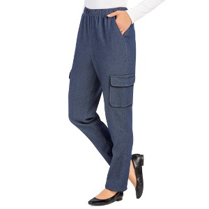 Collections Etc Ladies Cargo Pocket Pull-on Jeans - 1 of 4