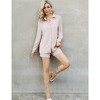 WhizMax Women's Casual 2 Piece sets Long Sleeve Button Down Shirt High Waist Drawstring Short Outfit sets - 4 of 4