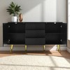 Sideboard Buffet Cabinet with Geometric Line Doors, 3 Central Drawers, 2 Storage Cabinets, Conical Metal Legs, Cabinet for Kitchen, Dining Room - 2 of 4