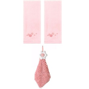 REGALWOVEN 3 Pcs Bathroom Home Decor Cotton Soft Absorbent Floral Hand Towel - 1 of 4