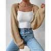 Women's Long Sleeve Open Front Knitted Crop Sweater Cardigan Drop Shoulder Knit Bolero Shrug - 3 of 4