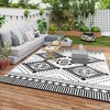 Outsunny Outdoor Patio Rug, Large Camping Carpet with Carrying Bag, 9' x 12' Waterproof Plastic Straw, Reversible, White & Black Toothed Rhombus - 2 of 4