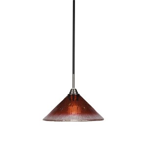 Toltec Lighting Paramount 1 - Light Pendant in  Matte Black/Brushed Nickel with 12" Raspberry Crystal Shade - 1 of 1