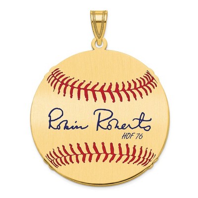 Black Bow Jewelry 14K Gold Plated Robin Roberts Signature LG Enamel Baseball Pendant