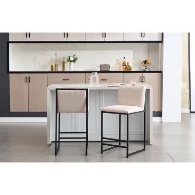NicBex 26" Bar Stools Set of 2,Counter Height Bar Stools with Metal Frame,Linen Bar Chairs with Footrest,Stool Chair for Kitchen Island,Dining
