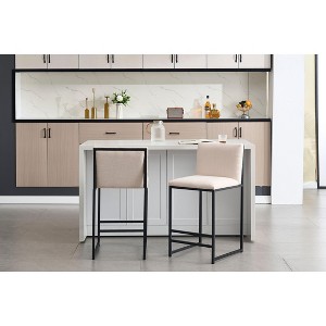 NicBex 26" Bar Stools Set of 2,Counter Height Bar Stools with Metal Frame,Linen Bar Chairs with Footrest,Stool Chair for Kitchen Island,Dining - 1 of 4