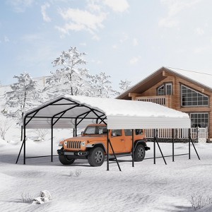 13x20FT Metal Carport, Heavy Duty Carports with Reinforced Frame and Base for All Weather, Oversized Metal Garage for Rucks, Boats, Tractors or Party - 1 of 4