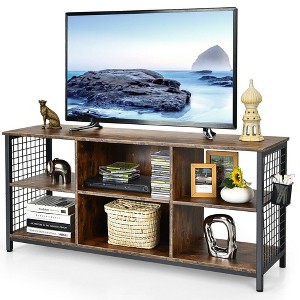 Costway 3-Tier TV Stand for TV's up to 65'' Entertainment Media Center w/Storage Basket - 1 of 4