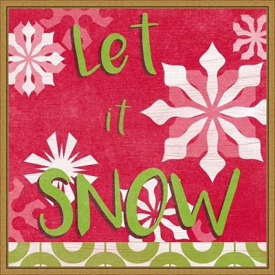 16" x 16" Lets Get Jolly VI Snow by June Erica Vess Framed Canvas Wall Art - Amanti Art