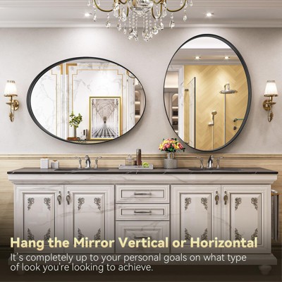 HOMLUX 20"x28"/24"x36"/26"x38" Oval Pill Bathroom Mirror Wall Mount Decorative Mirror Horizontal Vertical