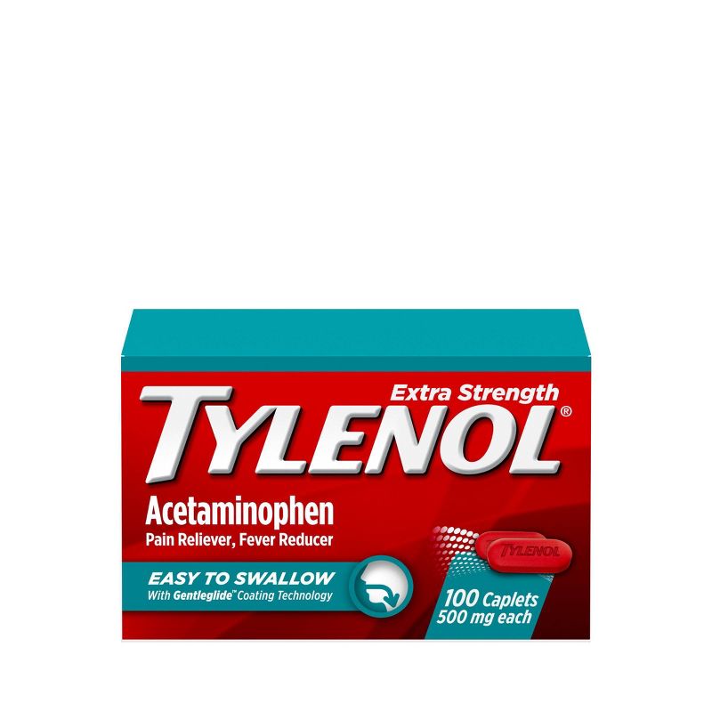 Tylenol Extra Strength Acetaminophen - Easy to Swallow Pain Reliever Caplets - 100 ct, 1 of 10