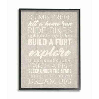 11"x1.5"x14" Climb Trees Dream Big White with Tan Framed Giclee Texturized Art - Stupell Industries