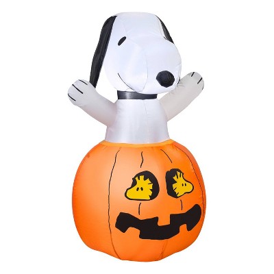 36" Snoopy & Woodstock Pumpkin Inflatable Halloween Decoration