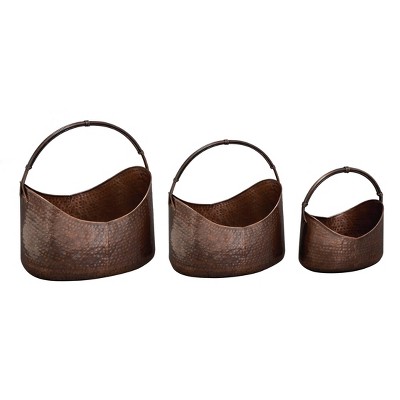 Set of 3 Farmhouse Hammered Iron Novelty Planters - Olivia & May