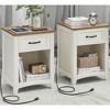 Farmhouse Nightstands with Charging Station, Set of 2, Bedside Tables featuring Drawer, Open Compartment, Side Tables with Storage - 3 of 4