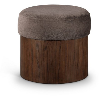 Meridian Furniture,Nimes Velour Fur Fabric Ottoman/Stool