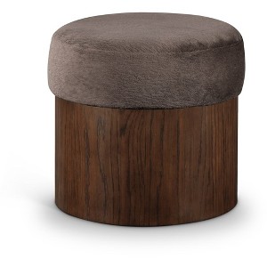Meridian Furniture,Nimes Velour Fur Fabric Ottoman/Stool - 1 of 4