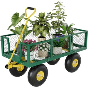 500 Pound Capacity Steel Yard Wagon Cart, Heavy Duty Garden Utility Cart for Lawn, Farm, Outdoor Work - 1 of 4
