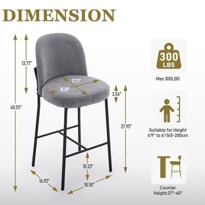 DYHOME Bar Stools Set of 3, 28 Inches Modern BarStools, Counter Height Bar Stools for Kitchen Island, Upholstered Fabric Tall Barstools for Home, Cafe