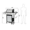 Coolbibila-3-Burner Propane Gas BBQ Grill, Outdoor Grill Station With High Power Output Of 37230BTU, Iron BBQ Grill With Push-And-Turn Ignition System - 4 of 4