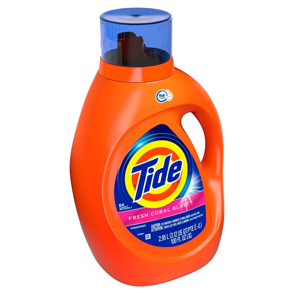Tide Fresh Coral Blast, 64 Loads Liquid Laundry Detergent, 92 Fl Oz
