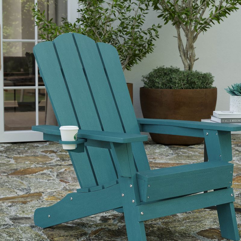 Merrick Lane Adirondack Chair with Cup Holder, Weather Resistant HDPE Adirondack Chair, 5 of 12