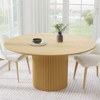 PexFix 60" Solid Wood Round Dining Table Kitchen Table for 6-8 with Tabletop & Concave Cylinder Legs for Living/Dining Room Coffee Office Natural - 2 of 4