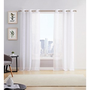 Dainty Home Hannah 2-pack Linen Textured Light Filtering Grommet Window Panels - 1 of 3