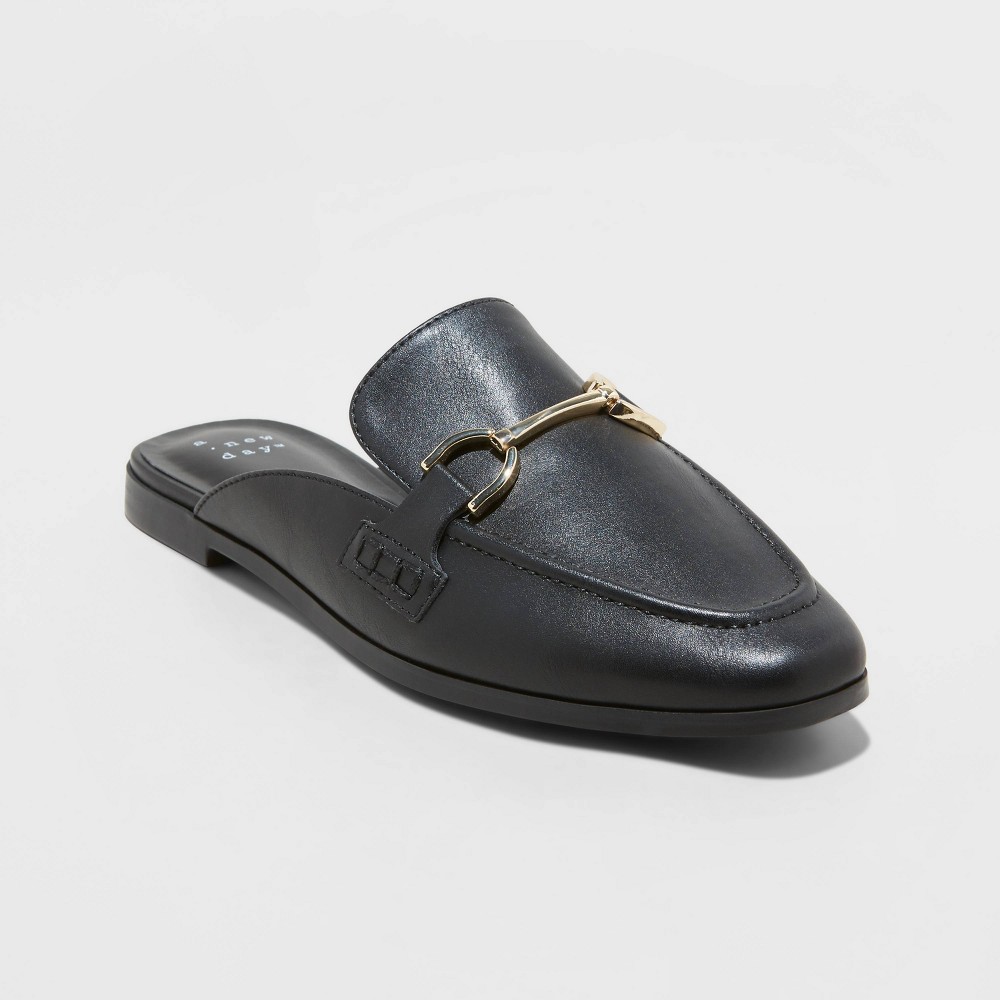 Women's Sandy Mule Flats - A New Day™ Black 10