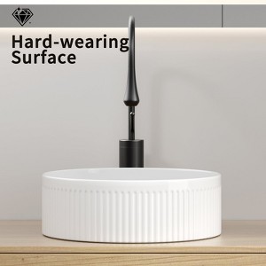 Hrinhom 14.6"W Round Bathroom Sink Above Counter,Modern Porcelain Vessel Sink Without Faucet - 1 of 4