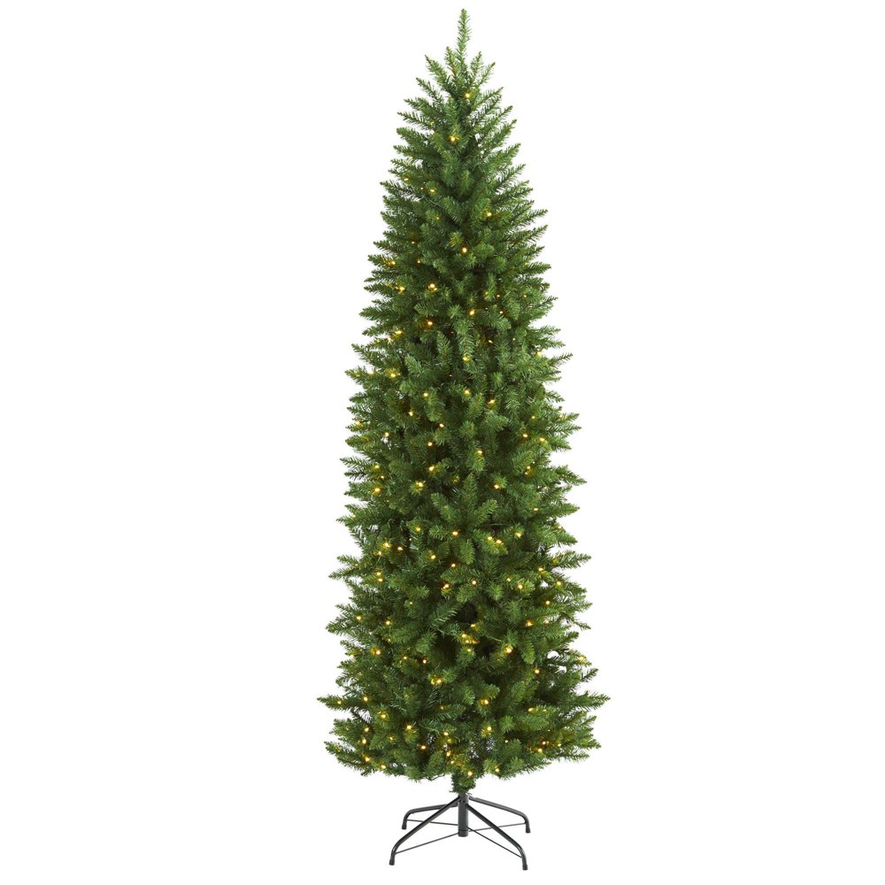 Photos - Garden & Outdoor Decoration Nearly Natural 7' Pre-Lit LED Slim Green Mountain Pine Artificial Christma