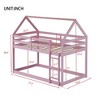 Kumasinova Twin-Over-Twin Rubber Wood Floor Bed Bunk Bed, House-Shaped Roof Design Twin Size Bed Frame with Ladder & Guardrails for Kids' Bedrooms - 4 of 4