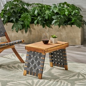 KWPZQEB Folding Side Table, Patio Foldable Wooden End Table with Interwoven Look Legs, Small Side Table Rectangle Folding for Small Spaces, Bedroom - 1 of 4