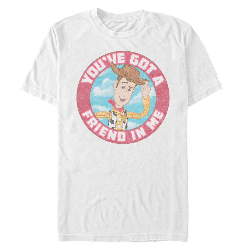 Men's Toy Story Friend in Me Woody Circle T-Shirt, 1 of 5