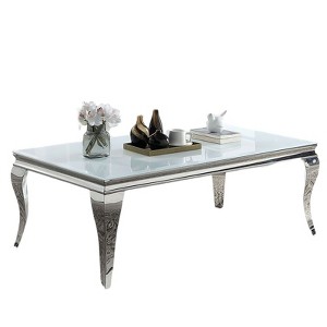 NicBex 51 Inch Rectangle Coffee Table with White Glass Tabletop,Modern Center Table for Living Dining Room - 1 of 4