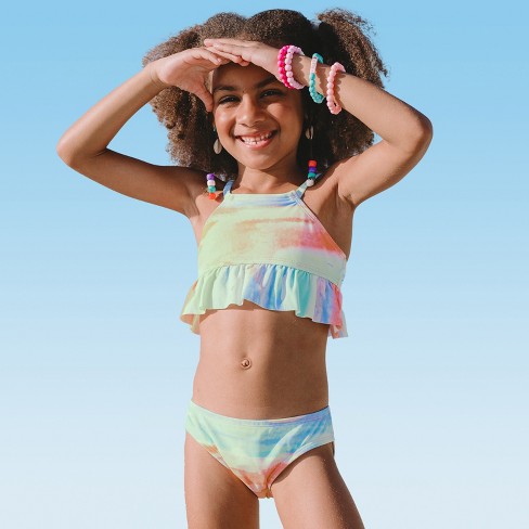 Dollar Nuclear Cottage Girls' Ruffled High Neck Bikini Set - Cupshe-8-multi : Target