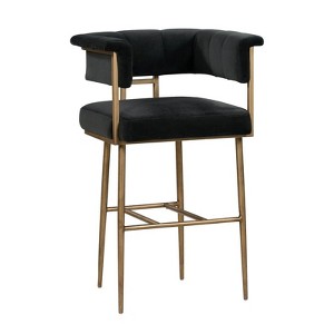 Astrid Velvet Stool Grey Bar Height - 1 of 4