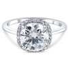 Pompeii3 2 1/2 Ct Diamond & Moissanite Cushion Halo Engagement Ring 14k White Gold - 4 of 4