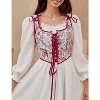 Acekool Women’s Vintage Floral Corset Lace-Up Vest, Vintage Pirate-Inspired Bustier with Embroidered Print - 3 of 4