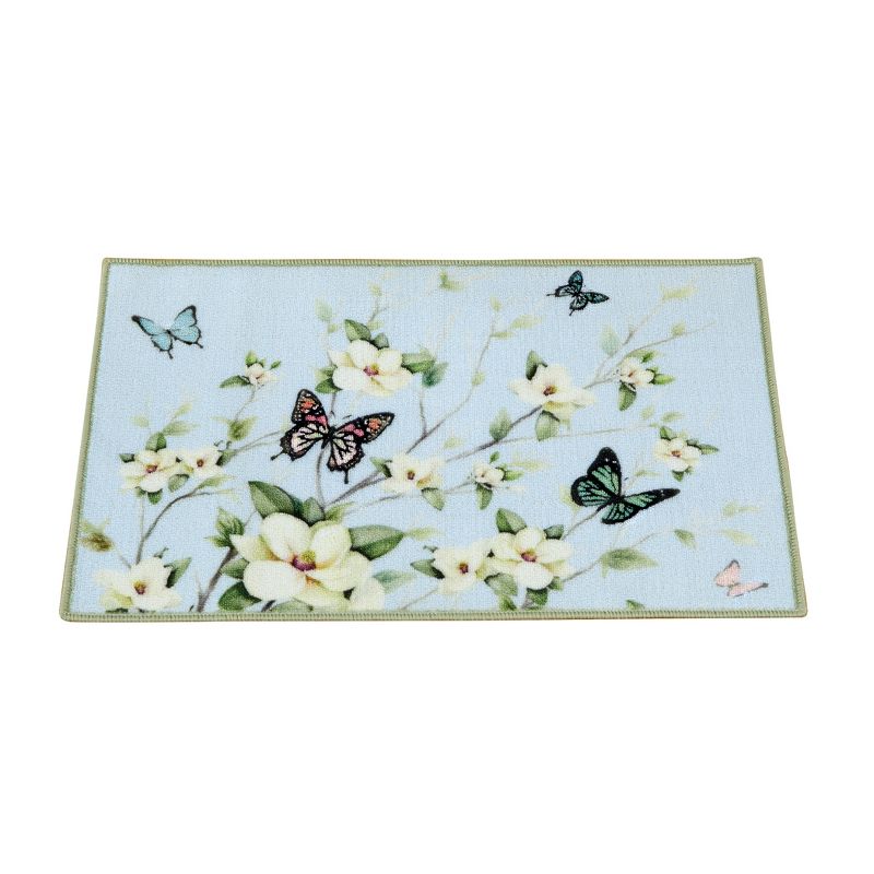 Collections Etc Magnolia Blossoms & Fluttering Butterflies Accent Rug, 1 of 5