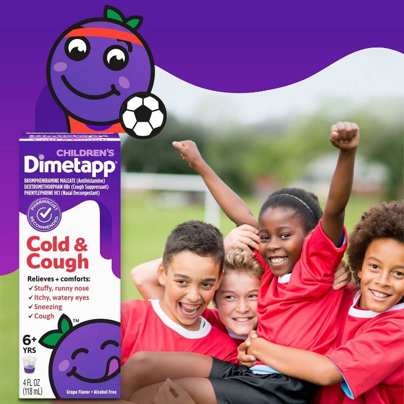Children's Dimetapp Cough & Cold Relief Liquid - Dextromethorphan - Grape - 4 fl oz, 3 of 9