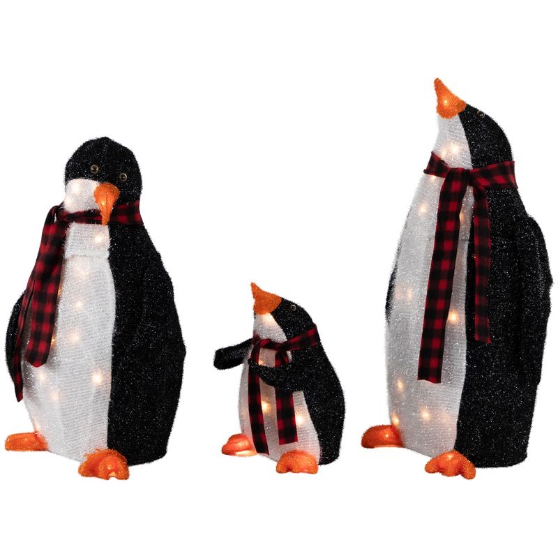 Northlight Set of 3 Lighted Penguin Family Outdoor Christmas Yard Decoration, 4 of 8
