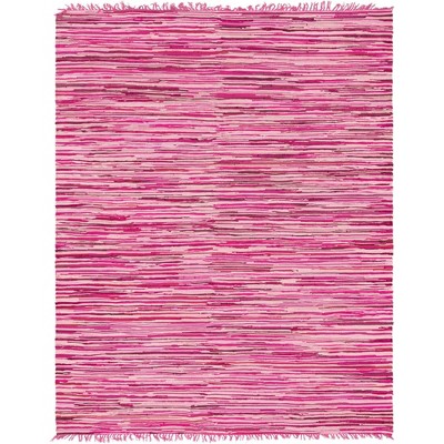 Handwoven Pink Stripe Cotton Blend 9' x 12' Indoor Rug