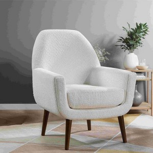CAVINAS Boucle Accent Chair with Mid-Height Back and Round Legs,Mid-Century Upholstered Living Room Chairs,Reading Chairs for Living Room - 1 of 4