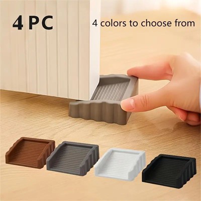 Yukimo 4-Pack Creative Windproof Door Stopper, Safety Door Blocker, Anti-Collision Door Stop with 4 Colors