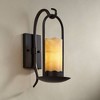 Franklin Iron Works Hanging Onyx Rustic Wall Light Sconce Espresso Bronze Hardwire 6 1/2" Fixture Faux Candle Glass Shade for Bedroom Bathroom Vanity - 2 of 4